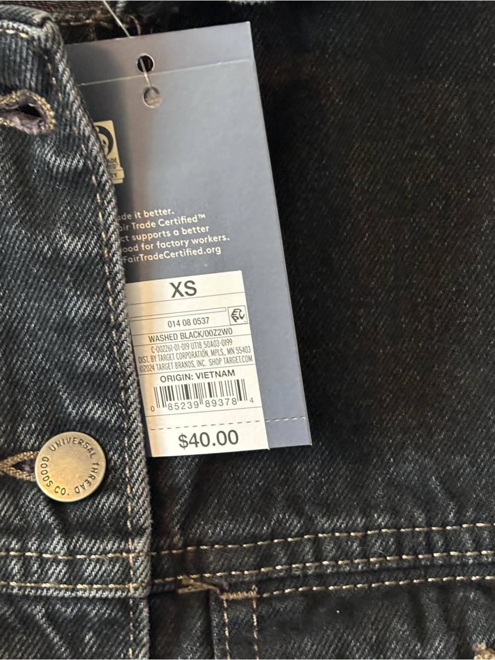 New Universal Thread Dark Indigo Denim Jacket with Contrast Stitching - Picture 4 of 5